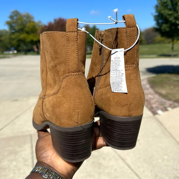 Old Navy Women’s Faux Suede Western Ankle Booties‎ Size 10 Bourbon - Picture 7 of 13